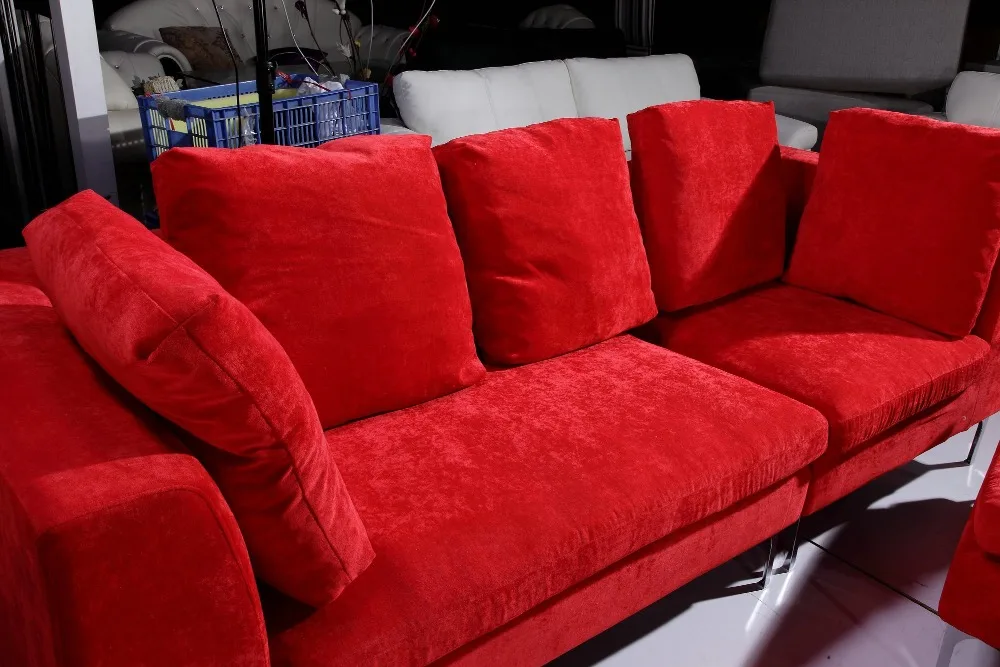 Большой красный бархатный диван комплект 0411 AF099|fabric sofa set|sofa setvelvet set |