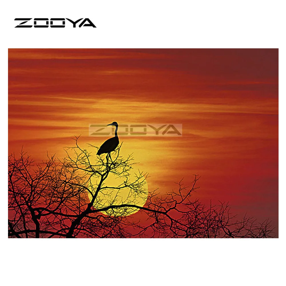 

ZOOYA Diamond Embroidery 5D DIY Diamond Painting Pictures Of Rhinestones Cross-Stitch Paintings Sunset Treetops Bird R2096