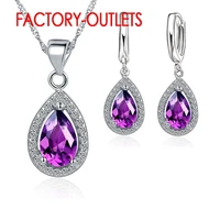 fashion jewelry set 925 sterling silver crystal water drop design female party engagement wholesale all compatible