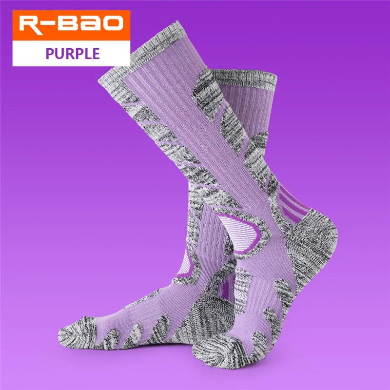 Purple RB3301 высококачественные носки для катания на лыжах/пеших прогулок махровые теплые дышащие износостойкие спортивные носки - Цвет: Purple