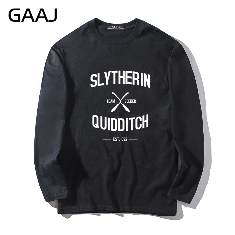 Мужская футболка GAAJ с надписью Slytherin Quidditch Team брендовая одежда круглым вырезом