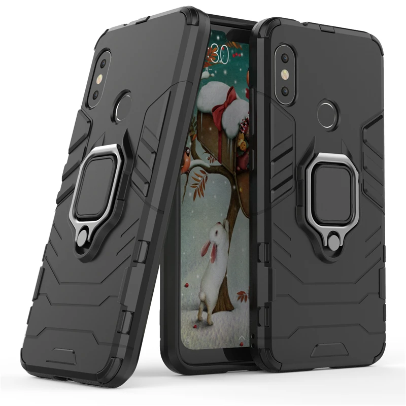 For Redmi 6 Pro Note 4 4X 5 Armor Case Luxury Magnetic Car Metal Ring Holder Stand Cover for Xiaomi Mi 8 6X 5X Max 3 | Мобильные
