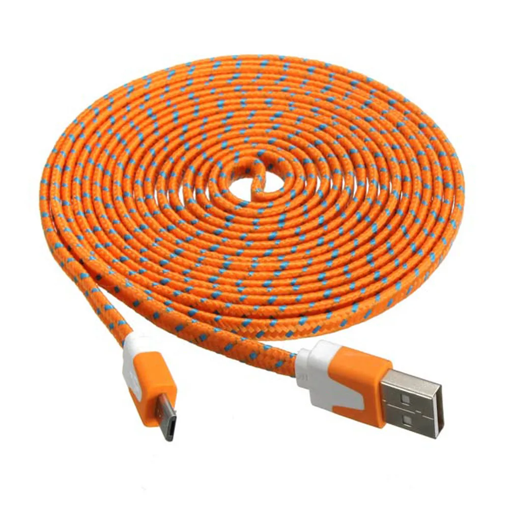 Micro Usb-kabel Opladen type c adapter 3 M Stof gevlochten Platte USB Lader Data Kabel Voor Tablet Mobiel zwart YE12.10 | Электроника