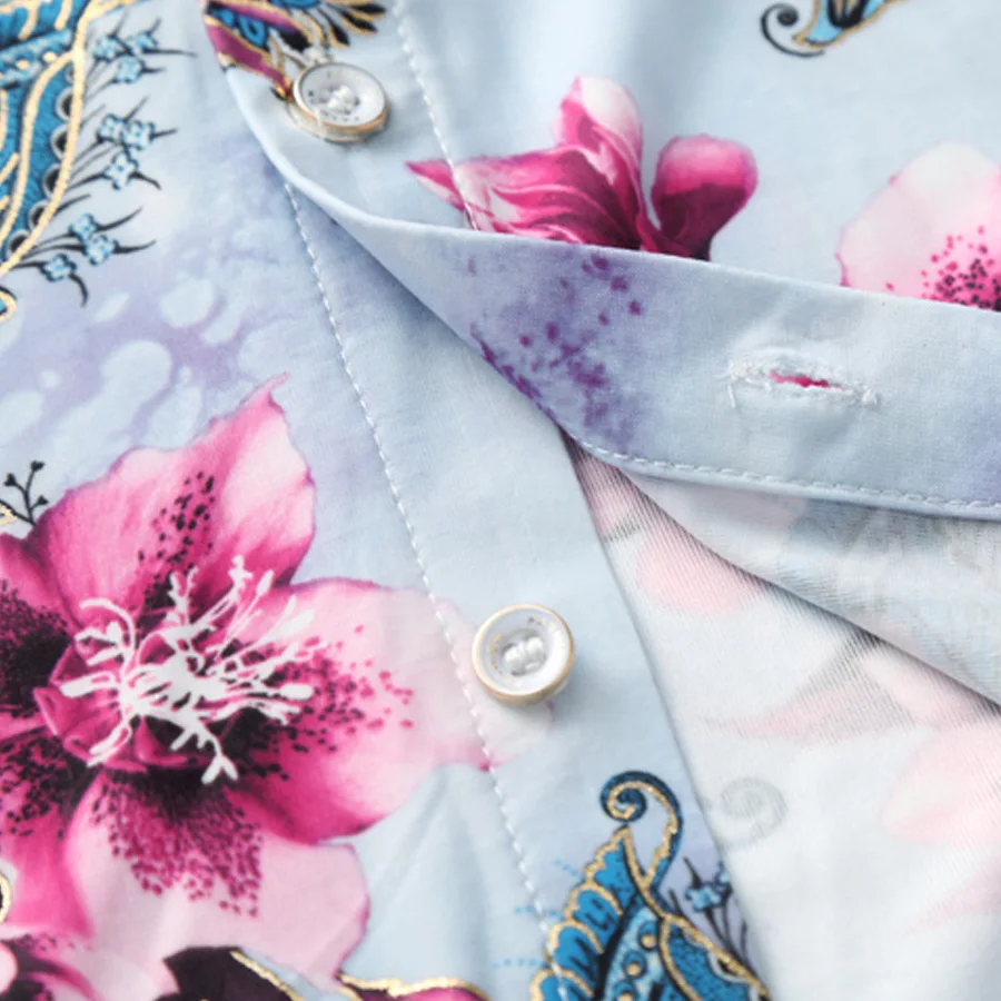 Мужская рубашка с цветочным узором тонкая коротким рукавом мужская летняя