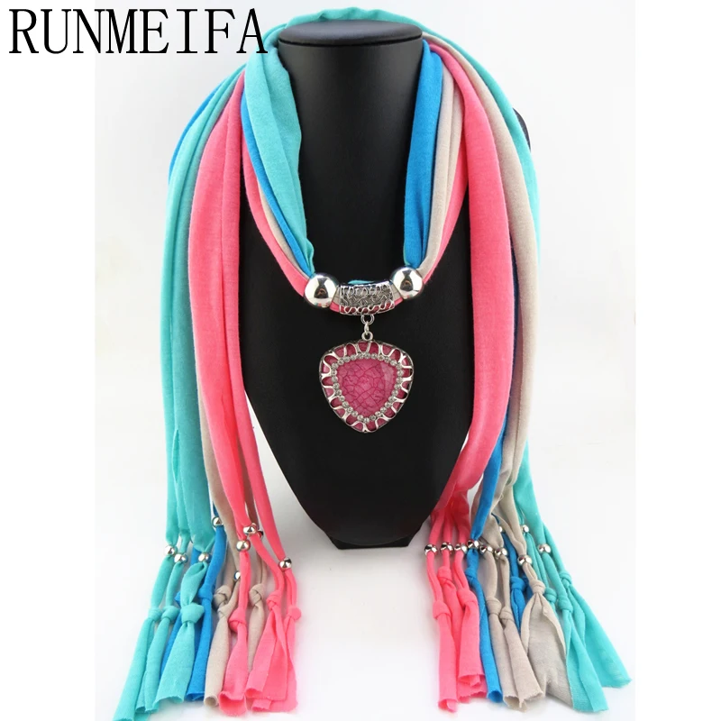 [[RUNMEIFA] Новый стиль персиковые сердца каменные подвески шарф Лучшие друзья