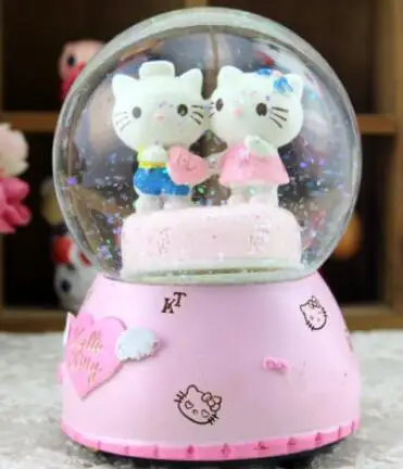 Музыкальная шкатулка в виде хрустального шара с поворотом на снегу WBY 719 +|music