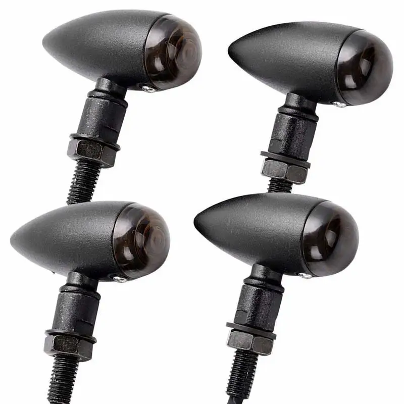 

4x Aluminum Bullet Smoke Lens Amber Turn Signal Blinker Indicator Light For Sportster Dyna Glide Custom Bobber Chopper Cr