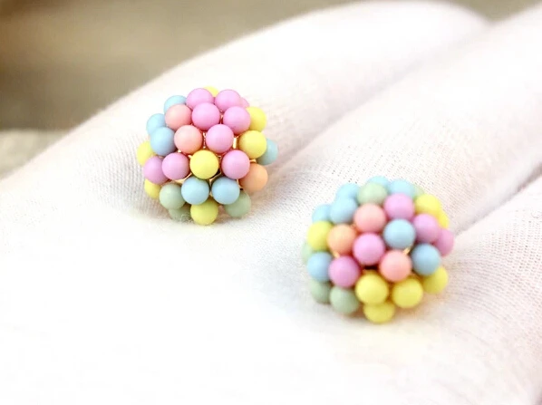 2014 Promotion High Quality Fashion Korean Exquisite 18KG Plated Colorful Beads Earrings XY-E68 | Украшения и аксессуары