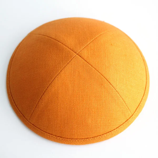 Оранжевый Льняные kippot еврейские Yarmulke Kippah Kippot 17 см Череп шапки для мероприятий с вышивкой - Цвет: Оранжевый