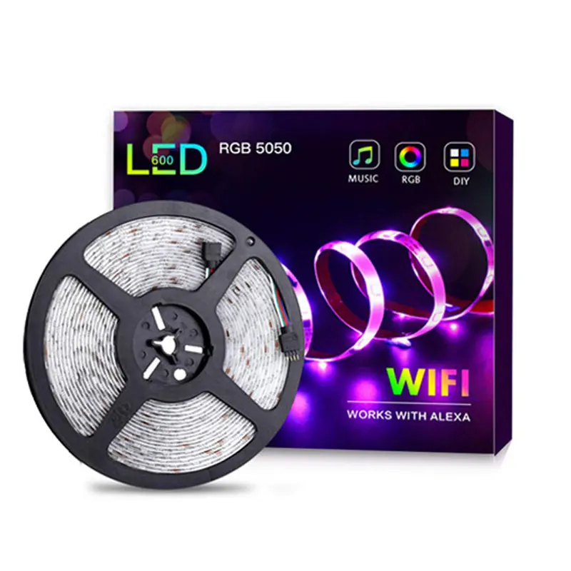 Гибкая светодиодная лента 5 м 300 светодиодов Wifi RGB полоса поддержка голосового
