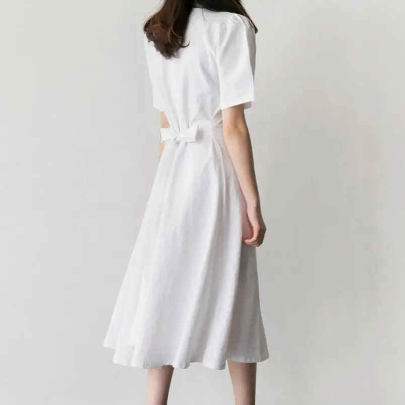 Oxdra однотонное длинное платье Normcore женское с высокой талией и коротким рукавом