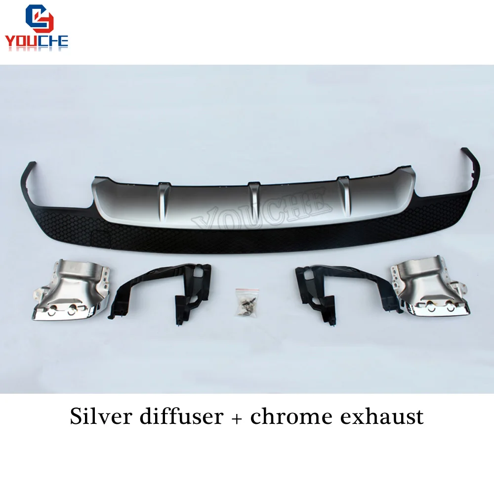 Silver Diffuser Подходит для Mercedes W117 CLA класса задний бампер диффузор с 4 Выпускной Endpipe CLA180 CLA200 CLA250 CLA45 Спорт - Цвет: Silver Diffuser