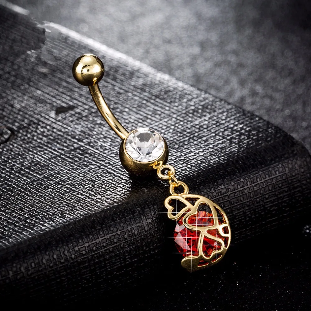 1PC Medical Steel Belly Button Rings Crystal Hollow Heart Piercing Navel Sex Body Jewelry Pircing | Украшения и аксессуары