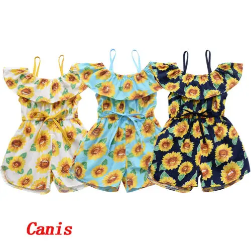 Toddler Baby Girl Clothes Sling Sunflower Romper Jumpsuit Overall Outfit Sunsuit | Мать и ребенок
