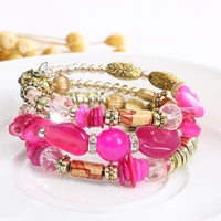 bohemia beach style brand jewelry multi layers bracelet beautiful color acrylic beads a string bracelets for women