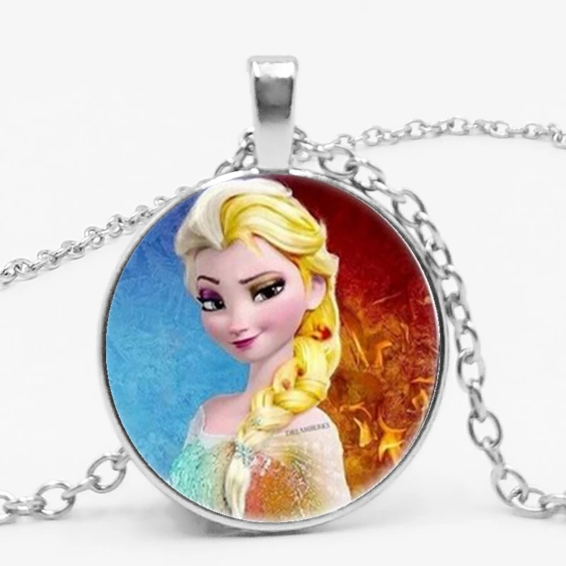 Новая подвеска с Анной подвеской Ge Elsa, ожерелье с изображением героев мультфильмов для девочек, ожерелье с драгоценными камнями, подарок для девочек, цепочка с мультяшным свитером