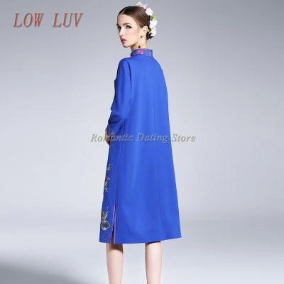 Низкая LUV Высокое качество Новые осенние и зимние женские вышитые свободные cheongsam