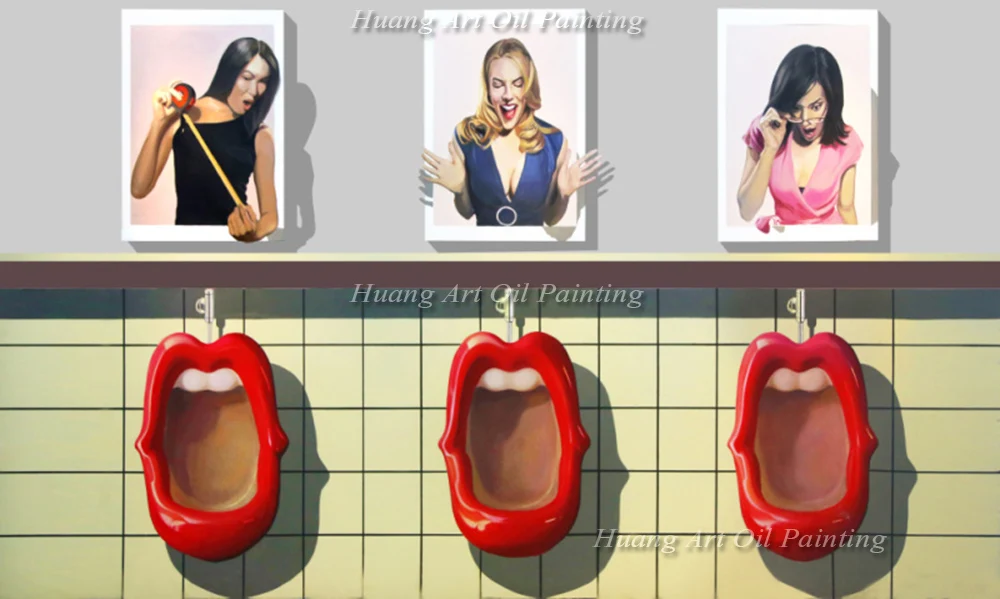 Новый реалистичный 3D картина маслом Ручная роспись пародия Для Мужчин's Ванная