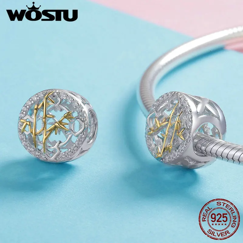 WOSTU, 925 пробы, серебряные, литерные, банбу, бусины, подходят, шарм, браслет и ожерелье, Подвеска для женщин, свадебные ювелирные изделия, FNC044