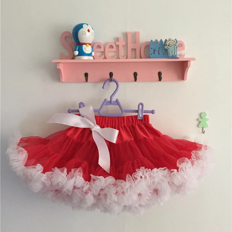 Red white Fashion Fluffy Chiffon Teenage Girl Adualt Women Pettiskirts tutu Baby Girls Skirts Princess skirt dance wear Party clothes - Цвет: Red white