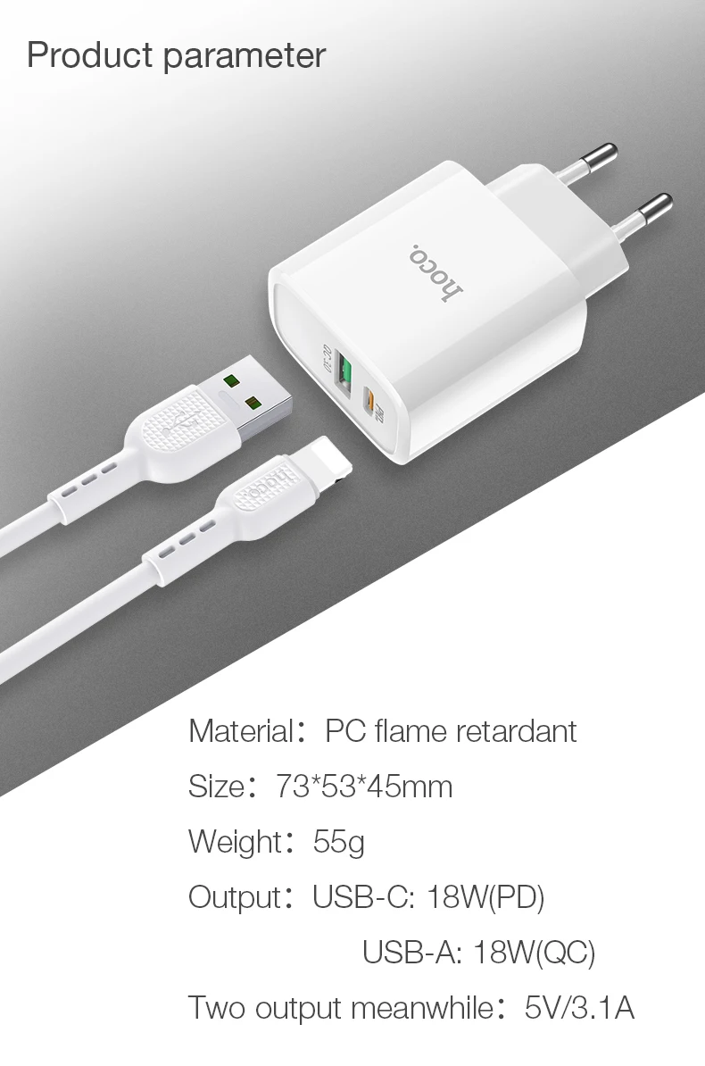 HOCO 18 Вт usb type C PD зарядное устройство для iPhone 11 Pro XR XS Max Quick Charge 4,0 3,0 быстрое USB зарядное устройство для samsung Xiaomi QC3.0 QC4.0