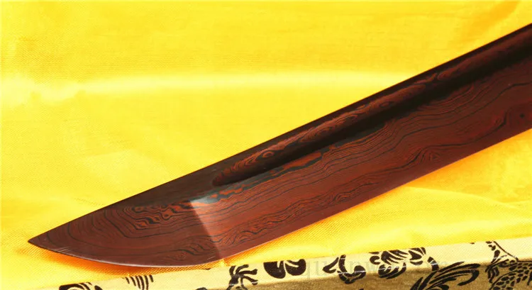 21'ROSE WOOD Дамаск Сложенный стальной Красный Клинок японский короткий самурайский меч Танто очень красивый