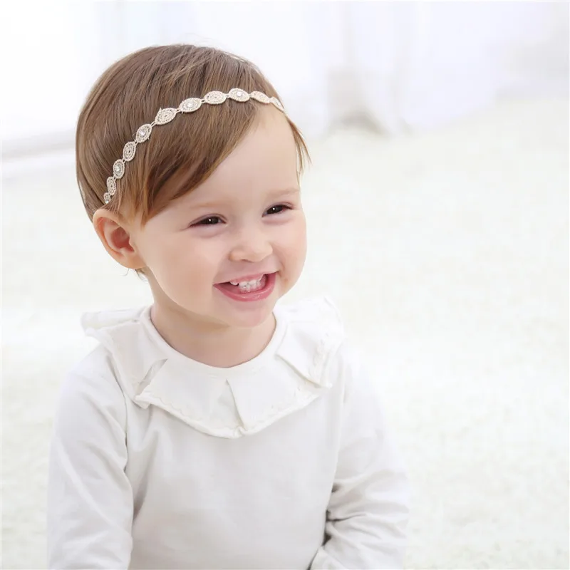 Naturalwell Baby girl crown headband Vintage retro golden headbands Wedding birthday Gift Infant hairband princess HB049 | Детская