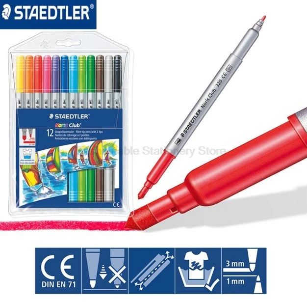STAEDTLER 320NWP12 цветные художественные маркеры ручки с двойной головкой Акварельная ручка для рисования художественная маркерная ручка Канцтовары Школьные офисные принадлежности