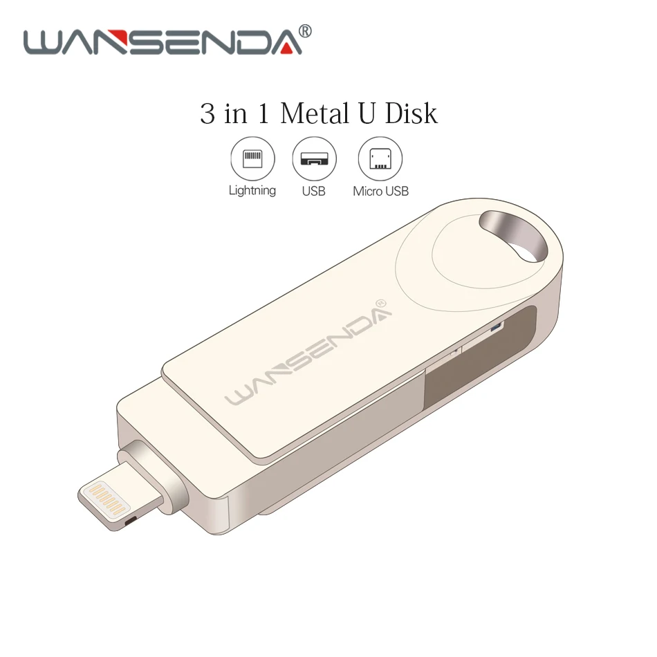 WANSENDA Usb 3 0 USB флеш накопитель OTG 16 Гб 32 64 128 ГБ Флешка для iPhone/Android/настольный ПК|USB