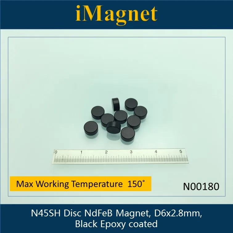 N00180 20 шт. N45SH дисковый сильный редкоземельный неодимовый магнит d6x2 8 мм Ndfeb черный
