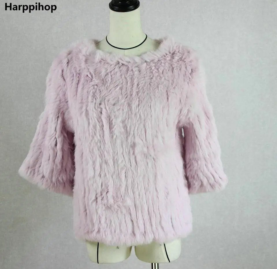 Harppihop* Новинка, горячая Распродажа, женское вязаное пальто с натуральным кроличьим мехом, куртка, жилеты, накидка, комбинезон, 11 цветов, черный, бежевый
