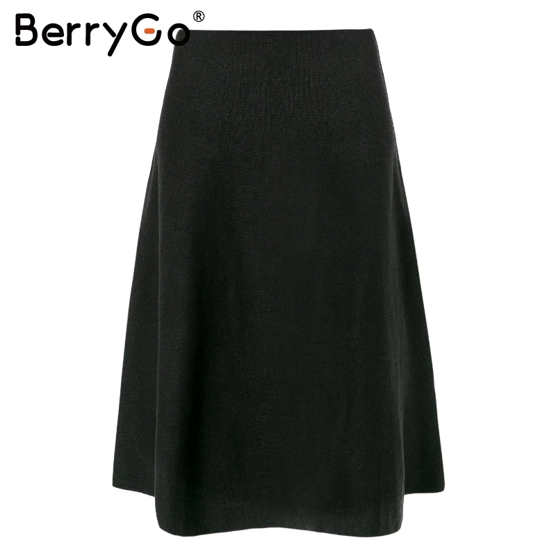 BerryGo элегантная трапециевидная винтажная повседневная трикотажная юбка Женская