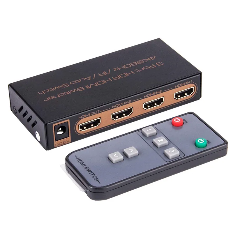 4K@ 60Hz HDMI коммутатор 5x1 5 в 1 выход или 3x1 3 в 1 выход HDMI 2,0 коммутатор с ИК-пультом дистанционного управления Поддержка HDCP 2,2 UHD HDR 3D 1080P - Цвет: 3x1 HDMI 2.0 Switch