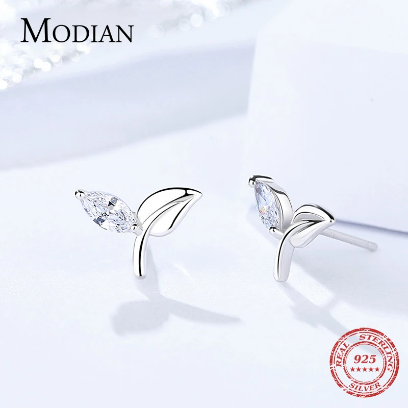 Modian очаровательные модные милые серьги из листьев Классический 100% 925