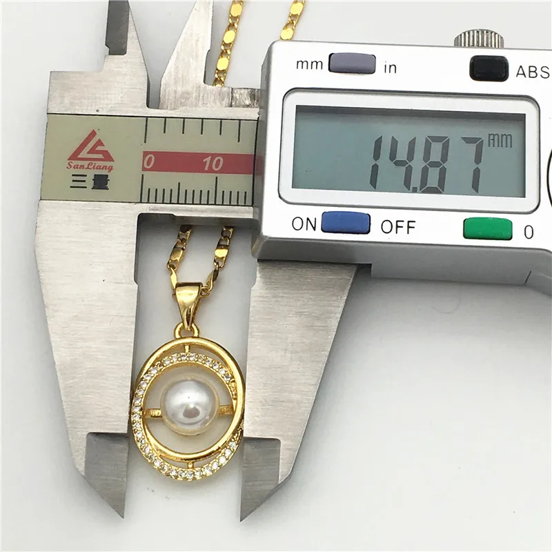 Lady's 5 colors new design white/black/purple/grey/pink 14mm natural freshwater pearls 18kgp inlay zircon pendant with chain 05 |