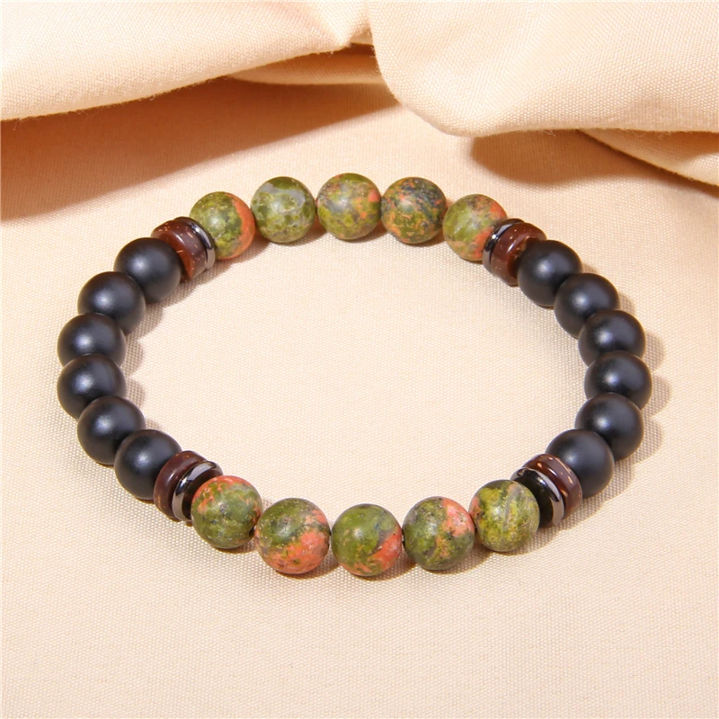 

Men Women Natural Agates Beaded Bracelet Loose Stone Beads Elastic Healing Bracelet Handmade Jewelry Couples Friendship Gifts