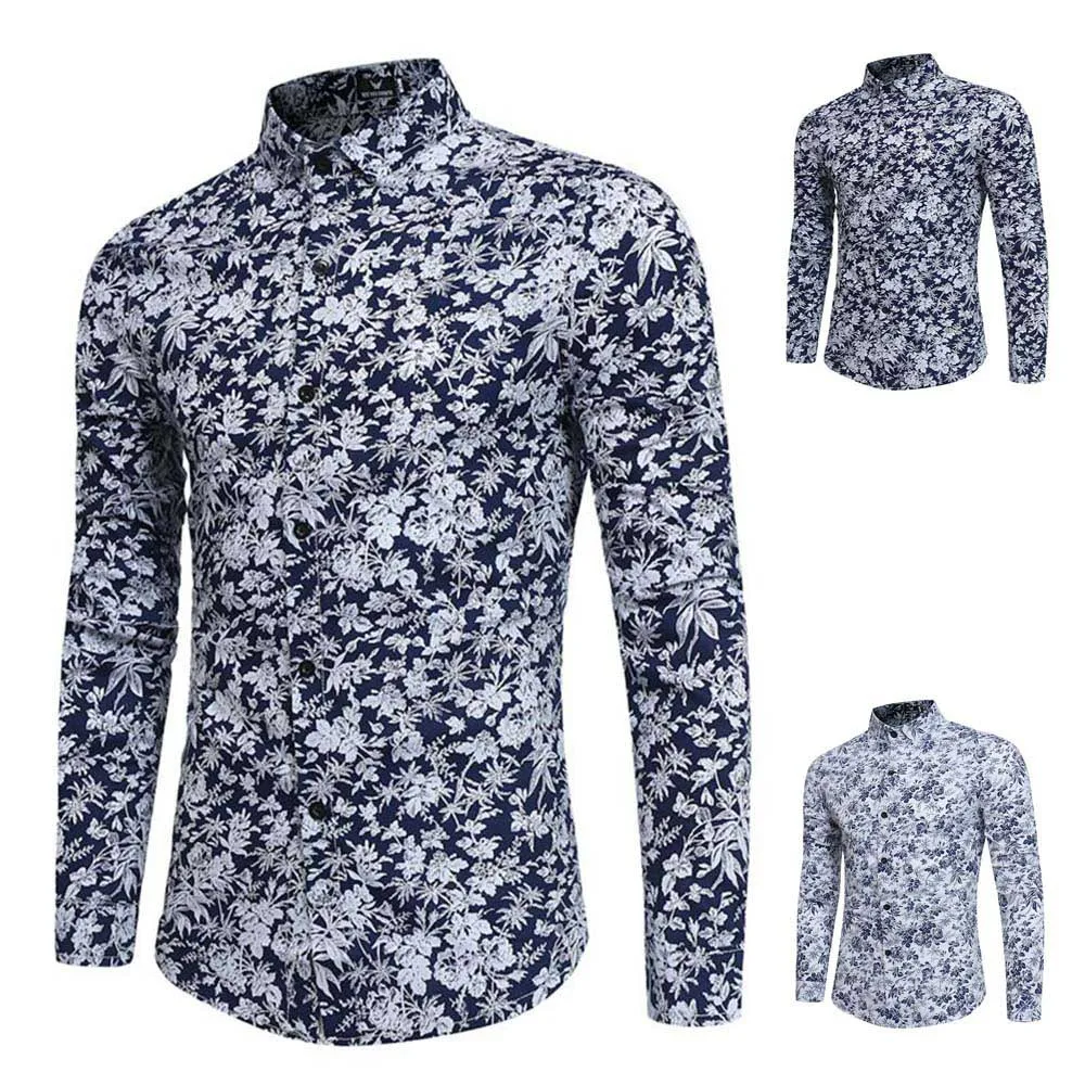 2019 роскошное Брендовое мужское платье льняная гавайская рубашка с цветочным