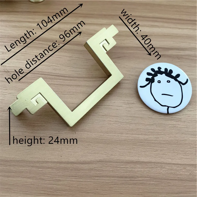 hole distance 96mm LCH цинковый сплав, матовый золотой медный цвет, ручка для шкафа, выдвижная ручка, дверная ручка, художественная мебель в китайском стиле, фурнитура - Цвет: hole distance 96mm