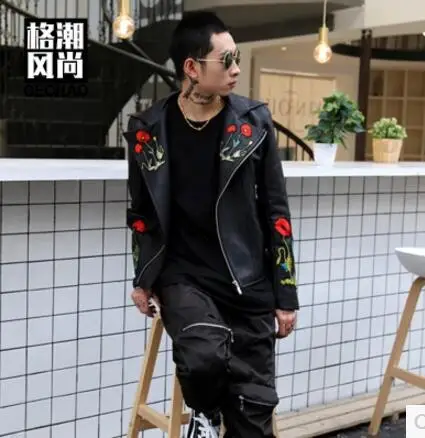 S 5XL новинка 2019 Мужская одежда модная певица DS DJ цветы коллаж тонкая куртка из
