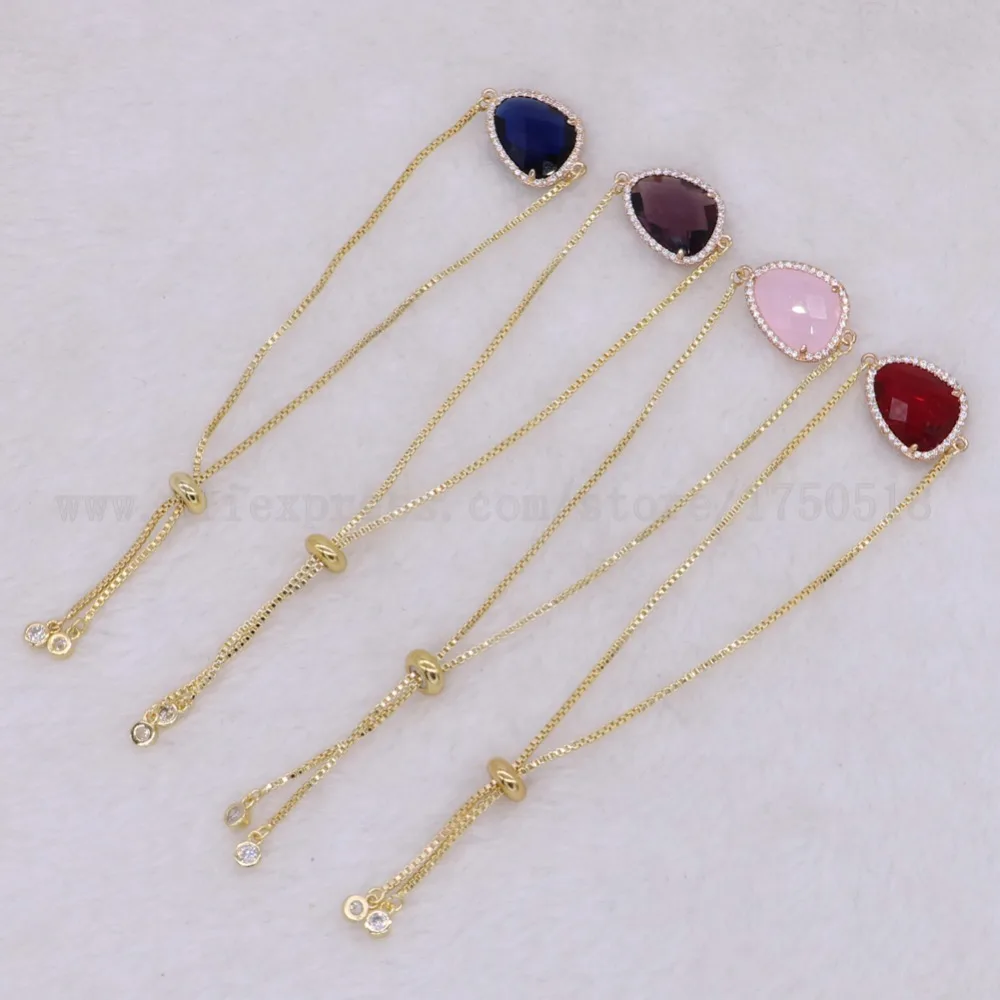 10 шт. женский браслет с цветными камнями металлическая цепь граненый камень