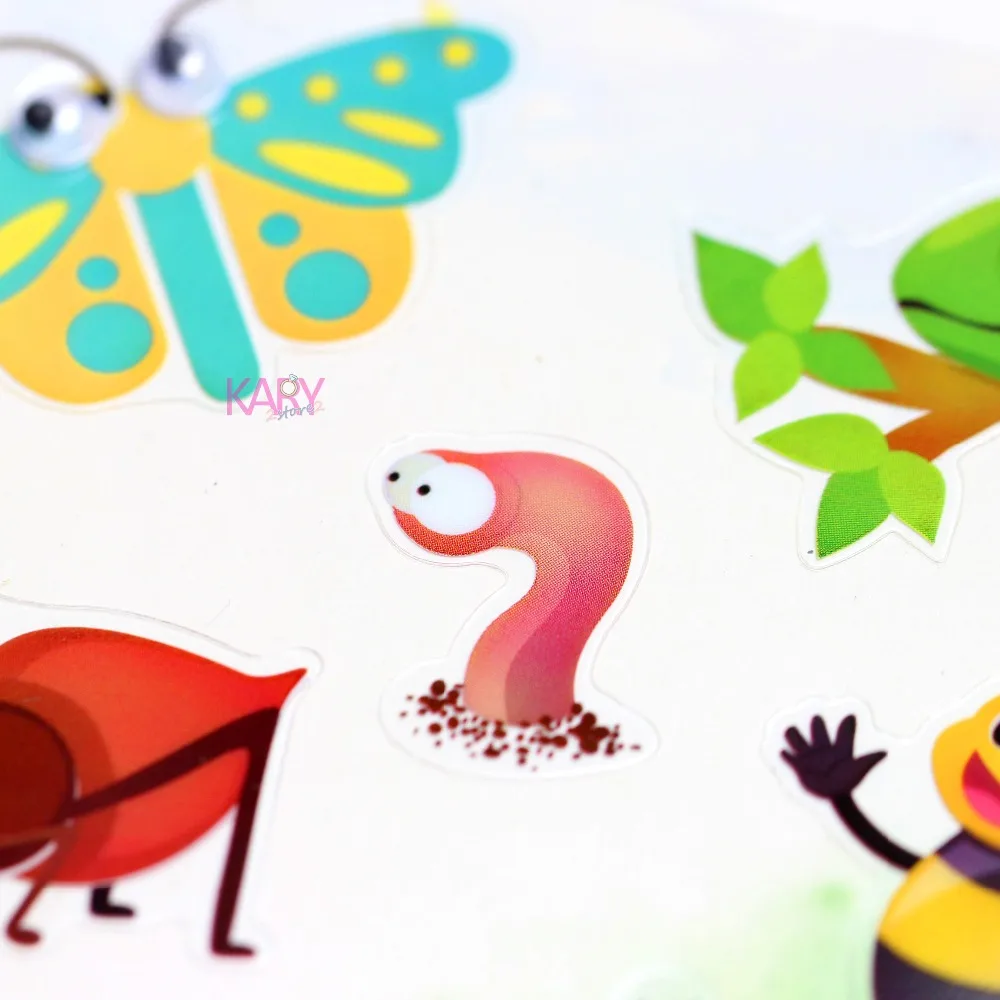 Милые насекомых Животные гусеницы в виде кузнечика Ant игрушечные глаза Скрапбукинг наклейки Высокое качество игрушки для детей вознаграждение для детей-13
