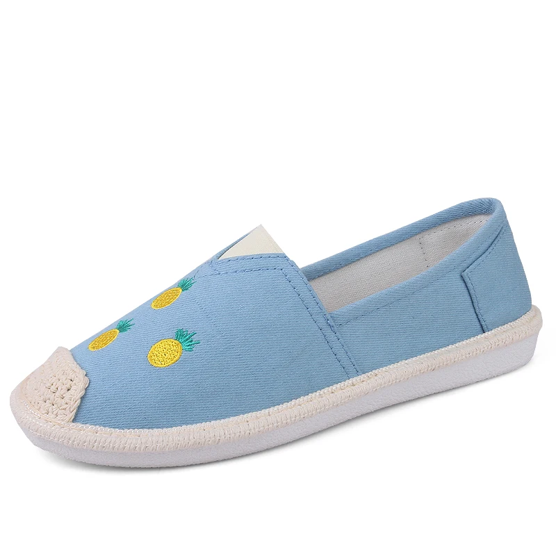 2018 Fashion Summer NEW Women Loafers Womens Shoes Korea Flat Female Pineapple Canvas Fisherman my4 | Обувь