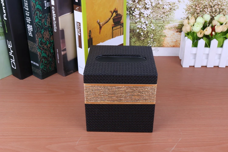 

High quality leather square holder tissue Hand made tissue cover box Desktop decoration paper napkin holder tissue case PZJH029