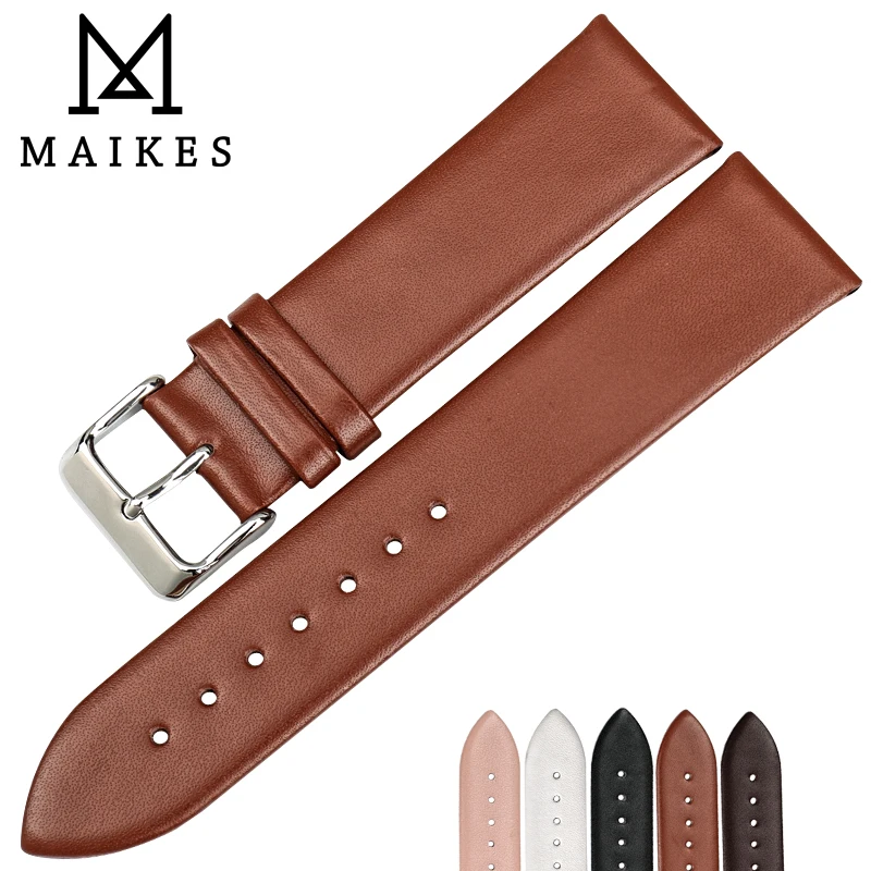 MAIKES Watch Accessories Genuine Leather Watch band Fashion Thin Watch Bracelet 12mm-24mm Watchband For DW Daniel Wellington