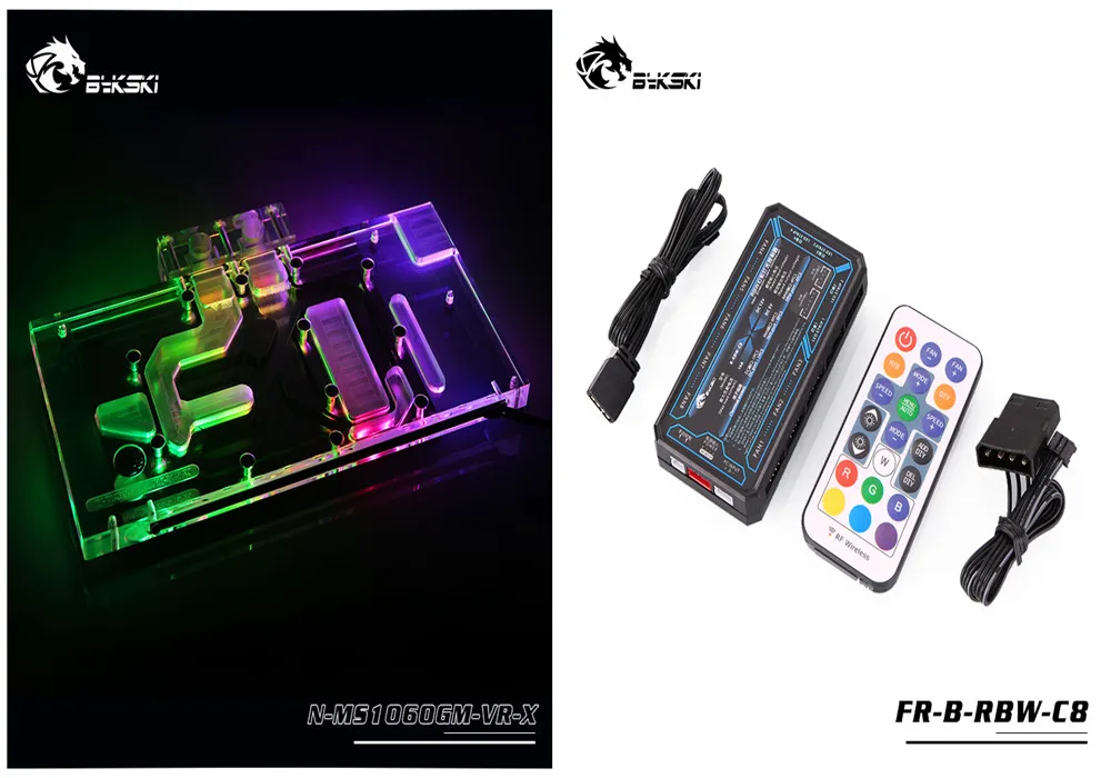 5V Control(AURA) Bykski полный охват GPU водный блок для MSI GTX 1060 игровой VR X 6G видеокарта N-MS1060GM-VR-X - Цвет лезвия: 5V Control(AURA)