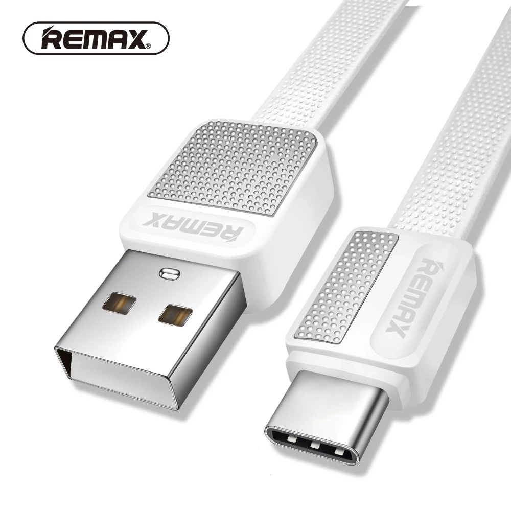 USB кабель для передачи данных REMAX Type C плоский металлический зарядный 2.1A Прочный