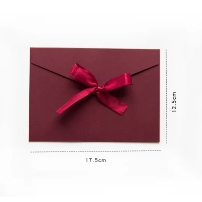 wine red S 5 шт. красивые 250 г черный красный синий пустой милый w41 коробка для приглашений посылка из крафт-бумаги конверт с лентой - Цвет: wine red S