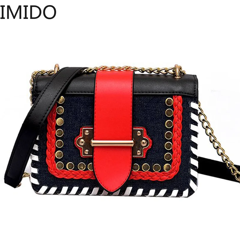 IMDIO женская сумка с заклепками 2019 роскошная брендовая дизайнерская панельная