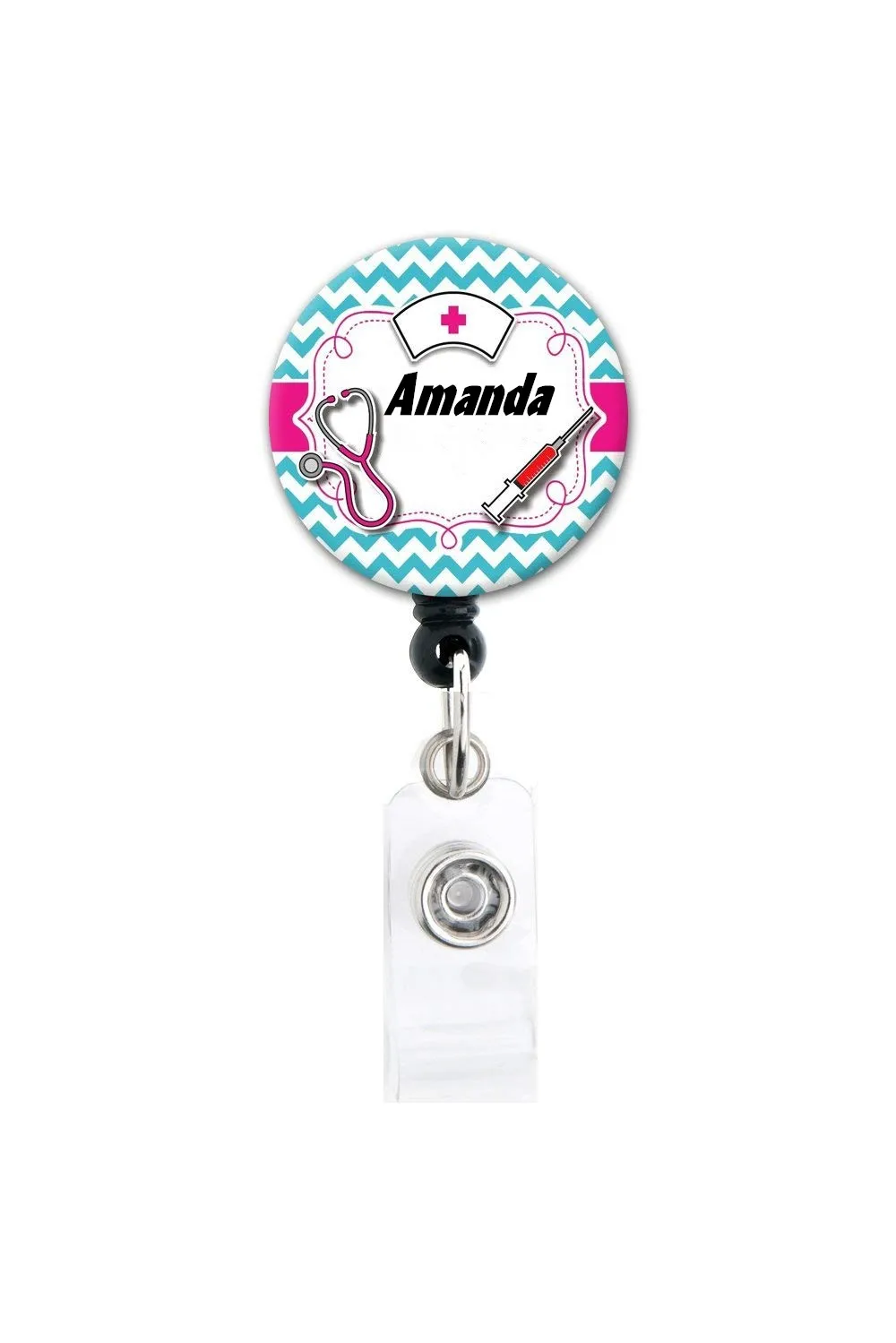 Персонализированные имена медсестра Выдвижной ID бейдж катушка с поворотным