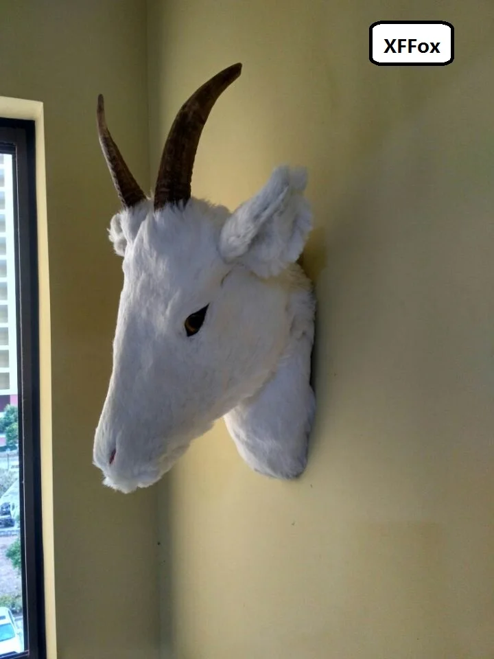 

Большая имитация головы Овцы модель из полиэтилена и меха реальная жизнь голова белой овцы стена пангент кукла подарок 40x30x23 см xf969